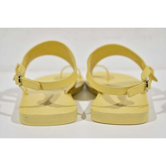 Chanel 21P Be CC Thong Yellow Leather White Logo Toe Strap Flat Sandal 38.5 - Picture 10 of 11